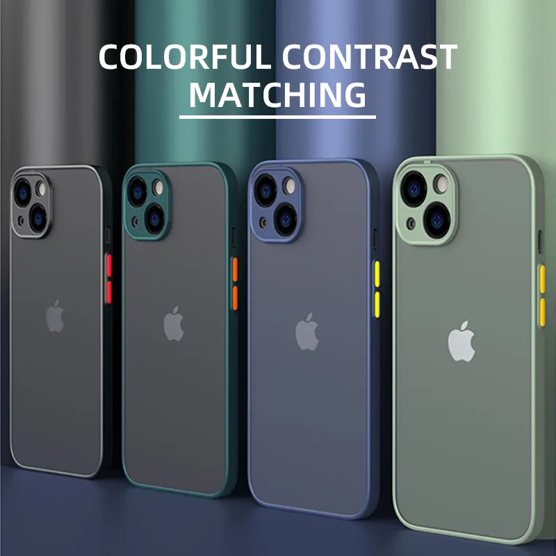 Shockproof Armor Matte Case For iPhone  14   Pro Max Luxury Silicone Clear Hard PC Cover Capa